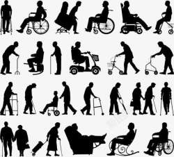坐轮椅的老人老人合集高清图片