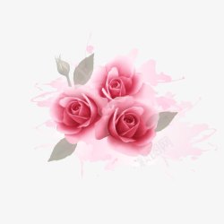 浪漫粉玫瑰水彩背景素材