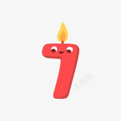 红色数字七生日蜡烛素材