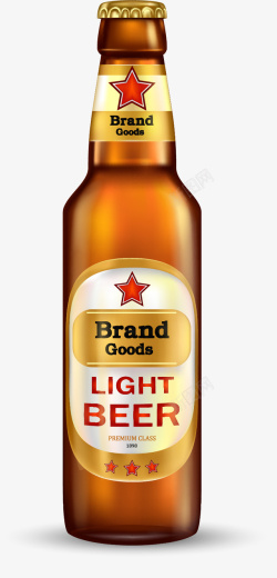 啤酒瓶贴手绘写实啤酒包装矢量图高清图片