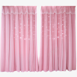 温馨粉色飘窗星星韩式粉色窗帘高清图片