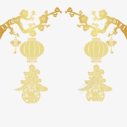 金色春节灯笼挂件素材