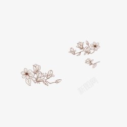 线型花朵桃花深色线性高清图片