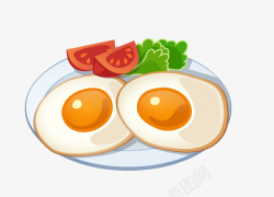 手绘卡通美食早餐两个煎蛋素材