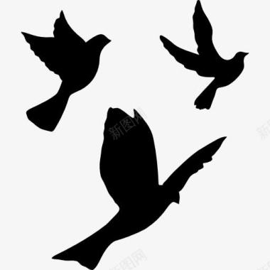 群鹅飞翔的鸽子群图标图标