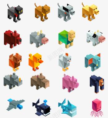 动物几何立体动物图标图标