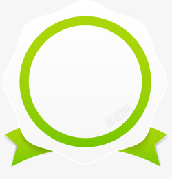 绸带标志绿色圆圈徽章高清图片