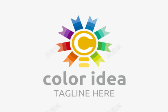 彩色花朵字母C的logo矢量图图标图标
