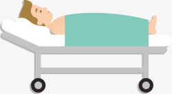 照顾躺在病床卡通病床上的患者矢量图高清图片