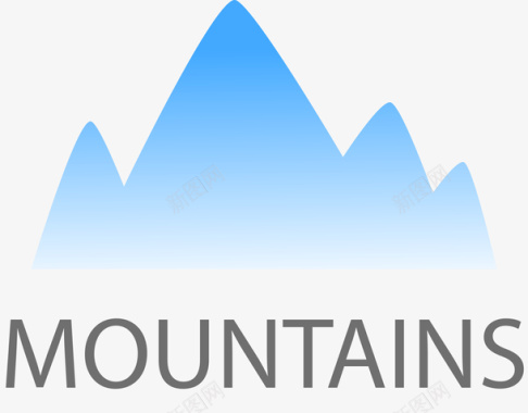 山水素材蓝色渐变创意山脉图标图标