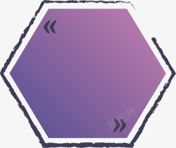 渐变紫色六边形标题框素材