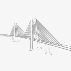 灰色手绘港珠澳大桥线稿元素素材