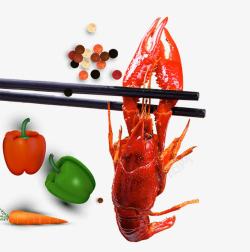 筷子上的龙虾素材