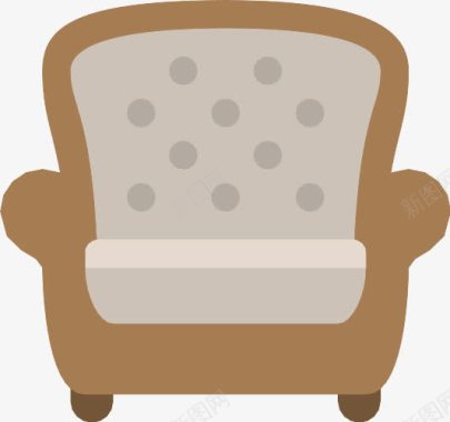 褐色简约沙发卡通单人沙发扶手椅图标图标