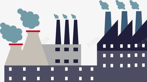 漫画卡通一家人扁平化工厂废气排放图图标图标