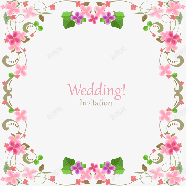 婚礼邀请函花朵装饰png_88icon https://88icon.com Invitation wedding 婚礼邀请函 粉色花朵 结婚邀请函 花朵装饰