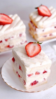 草莓蛋糕白色H5背景摄影图片