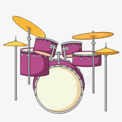 演奏乐器矢量素材卡通紫色的架子鼓矢量图高清图片