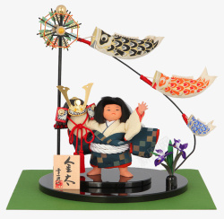 日式传统风格金太郎摆件素材