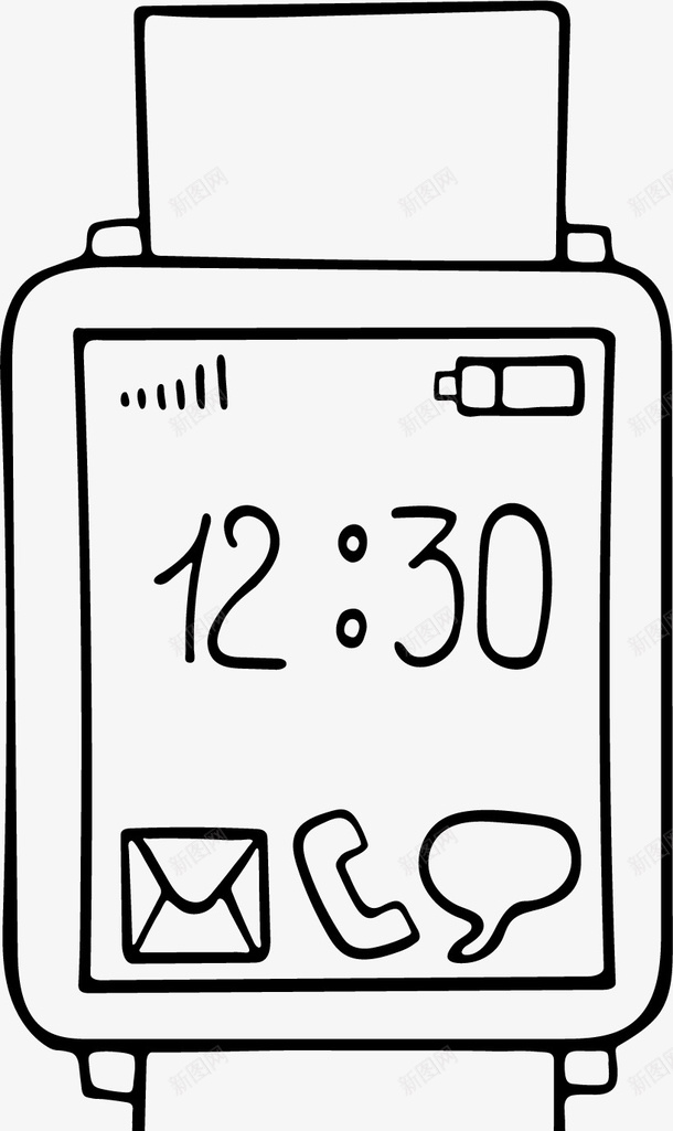 电子手表简笔画图案png免抠素材_88icon https://88icon.com 打电话 数字 时间 时间显示屏 电子产品 电子手表 简笔画