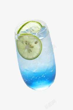 透明水气泡柠檬蓝柑鸡尾酒高清图片