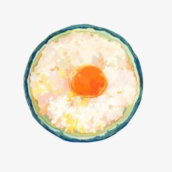 鸡蛋黄盖饭手绘画片素材