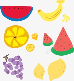 西瓜糖果手绘糖果色水果高清图片
