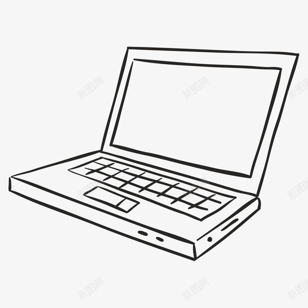 笔记本电脑png免抠素材_88icon https://88icon.com 一台 卡通 手绘 笔记本电脑 简笔 线条 黑色