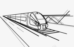 手绘火车手绘线型高铁高清图片