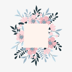 粉色花卉婚礼标签素材