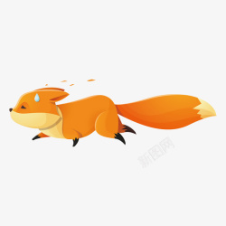 黄色狐狸流汗跑步狐狸卡通动物高清图片