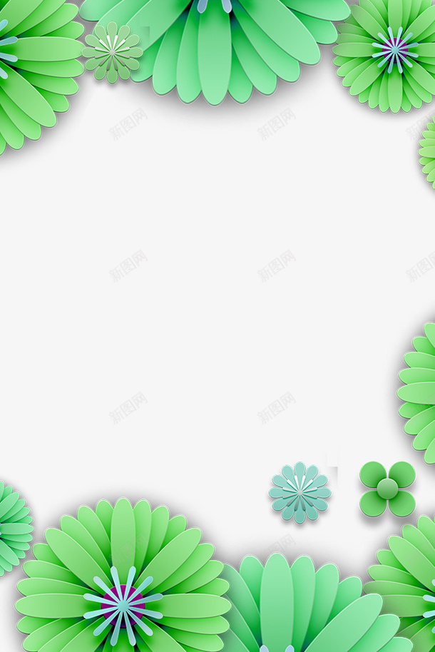 春季绿色3D微立体花朵边框psd免抠素材_88icon https://88icon.com 3D微立体 叶子装饰 大自然景色 手绘 春季 春色 树木装饰 植物装饰 花朵装饰 边框