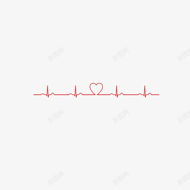 心脏线条矢量图eps免抠素材_88icon https://88icon.com 心电图 心脏 心脏线条 红色线条 线条 矢量图