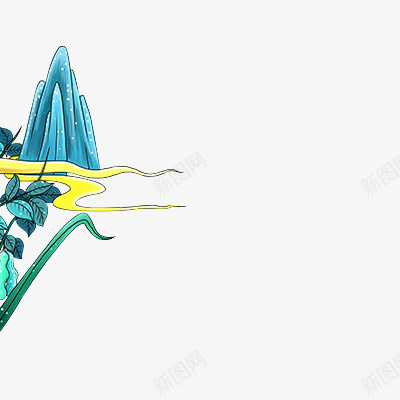 中国风手绘插画彩色装饰山水png免抠素材_88icon https://88icon.com 中国风 山水 手绘 装饰元素
