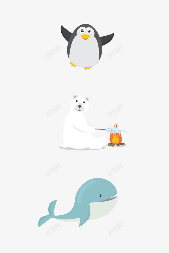 卡通极地动物png免抠素材_88icon https://88icon.com 企鹅 动物 动物卡通 北极熊 极地 鲸鱼