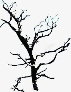 春天手绘黑色树枝素材