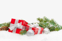 圣诞雪地背景雪地圣诞节礼物盒高清图片
