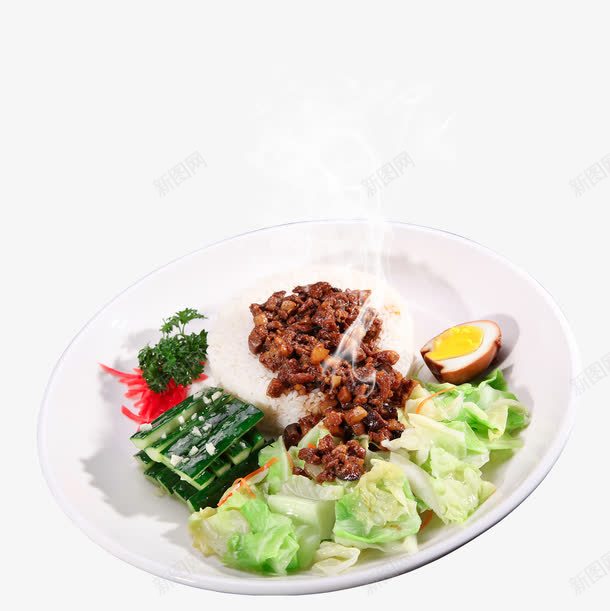 美味可口的一份卤肉饭png免抠素材_88icon https://88icon.com 卤蛋 卤蛋饭 卷心菜 快餐 炸酱 米饭 美食元素 餐饮 黄瓜