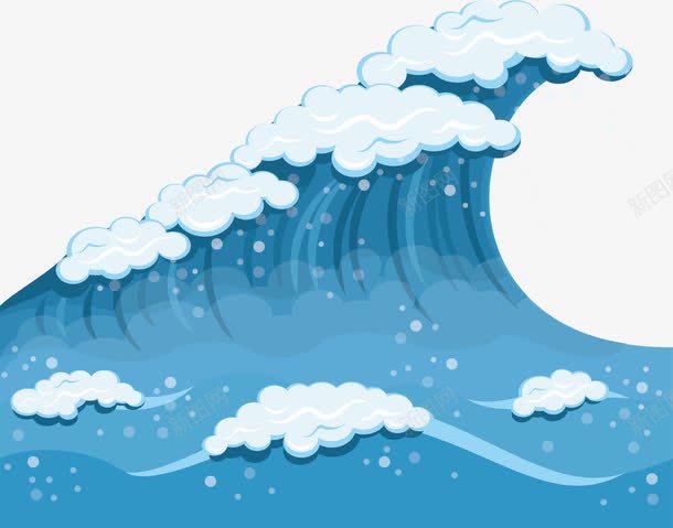 浪花卡通png免抠素材_88icon https://88icon.com 出游 卡通 手绘 日本海浪 波浪 海水 游玩 蓝色