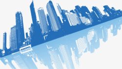 蓝色城市剪影素材