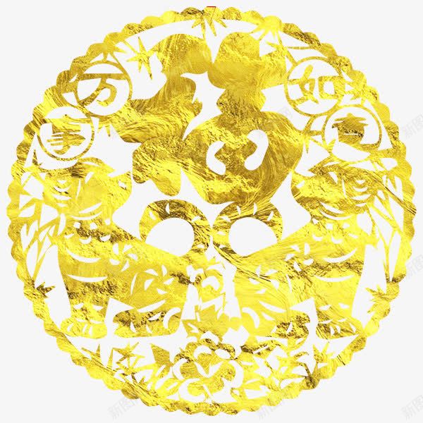 剪纸中国福png免抠素材_88icon https://88icon.com 2018 中国风 传统 剪纸 新年 春节 金色