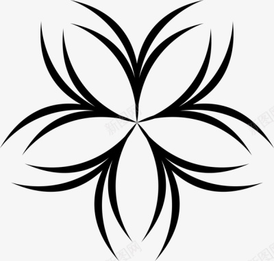 蝴蝶结装饰手绘黑色花瓣形状矢量图图标图标