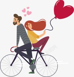 红色单车骑着单车的亲密情侣高清图片