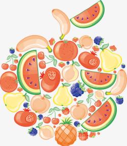 创意彩色水果组合苹果素材