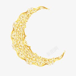 五金挂件装饰品伊斯兰镀金月亮高清图片