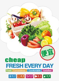 蔬菜水果宣传超市卡片高清图片
