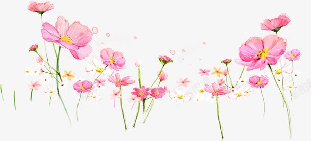 粉色花卉水彩画风景png免抠素材_88icon https://88icon.com 水彩画 粉色 花卉 风景