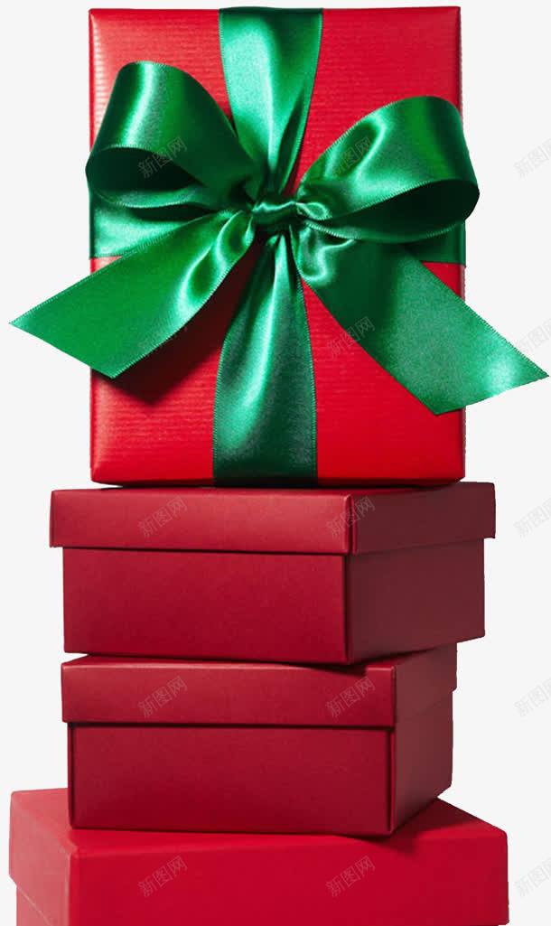绿色绸带包装的礼物盒png免抠素材_88icon https://88icon.com 包装 礼物 绸带 绿色