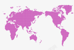 紫色简约格子世界地图不规则图形素材