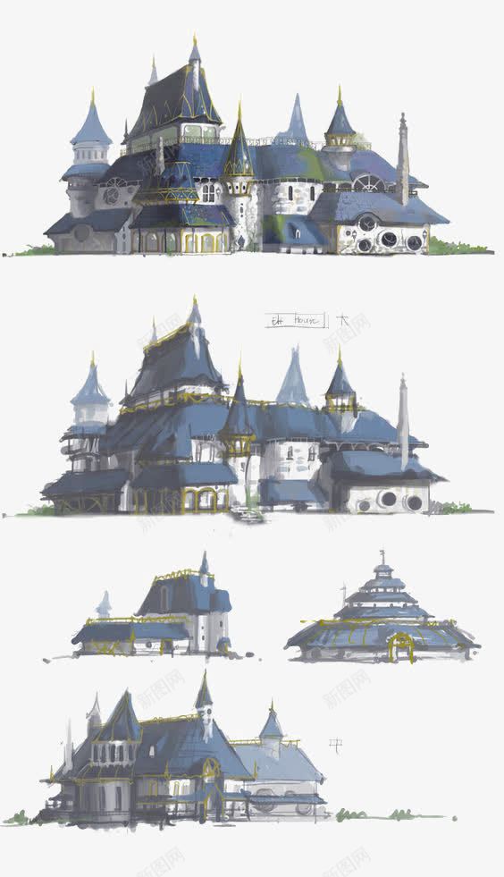 欧式建筑png免抠素材_88icon https://88icon.com 古建 城堡 复古建筑 欧式建筑插画 欧洲风 立体房子